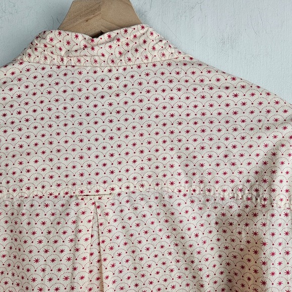 Laurence Dolice Paris Starburst Print Button Front‎ Shirt 1 S Ivory Red - Picture 7 of 8